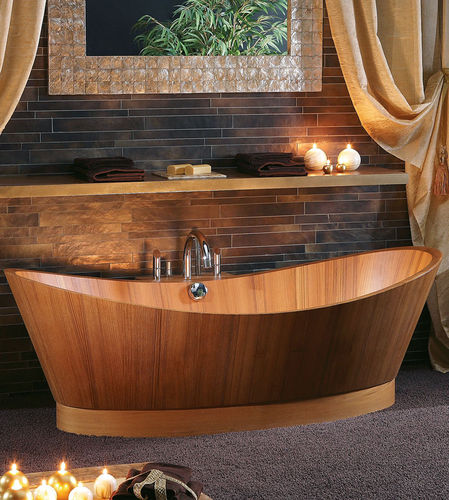 μπάνιο με ξύλο πέτρα